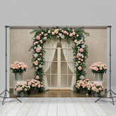 Aperturee - Aperturee Sweet Floral Plants Arched Door Wedding Backdrop